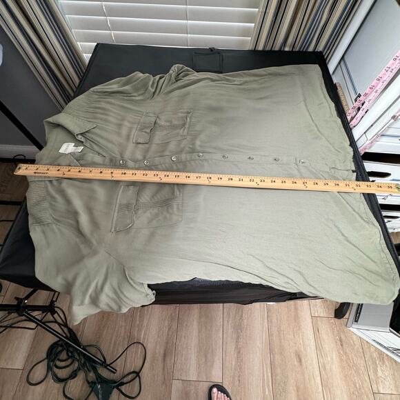 Chico’s Army Green Button Up Shirt Dress Size 3 - Picture 9 of 9